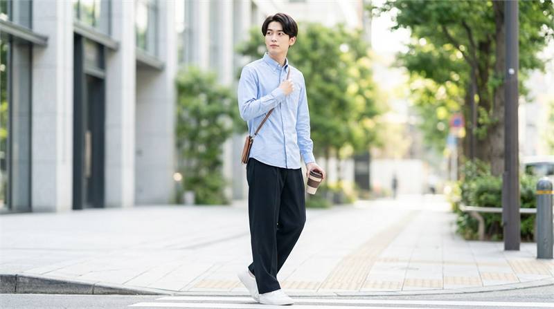 Áo sơ mi, blouse, polo dệt phối quần tây ống rộng, quần đen/be tạo phong cách thanh lịch, chỉn chu, ứng dụng.