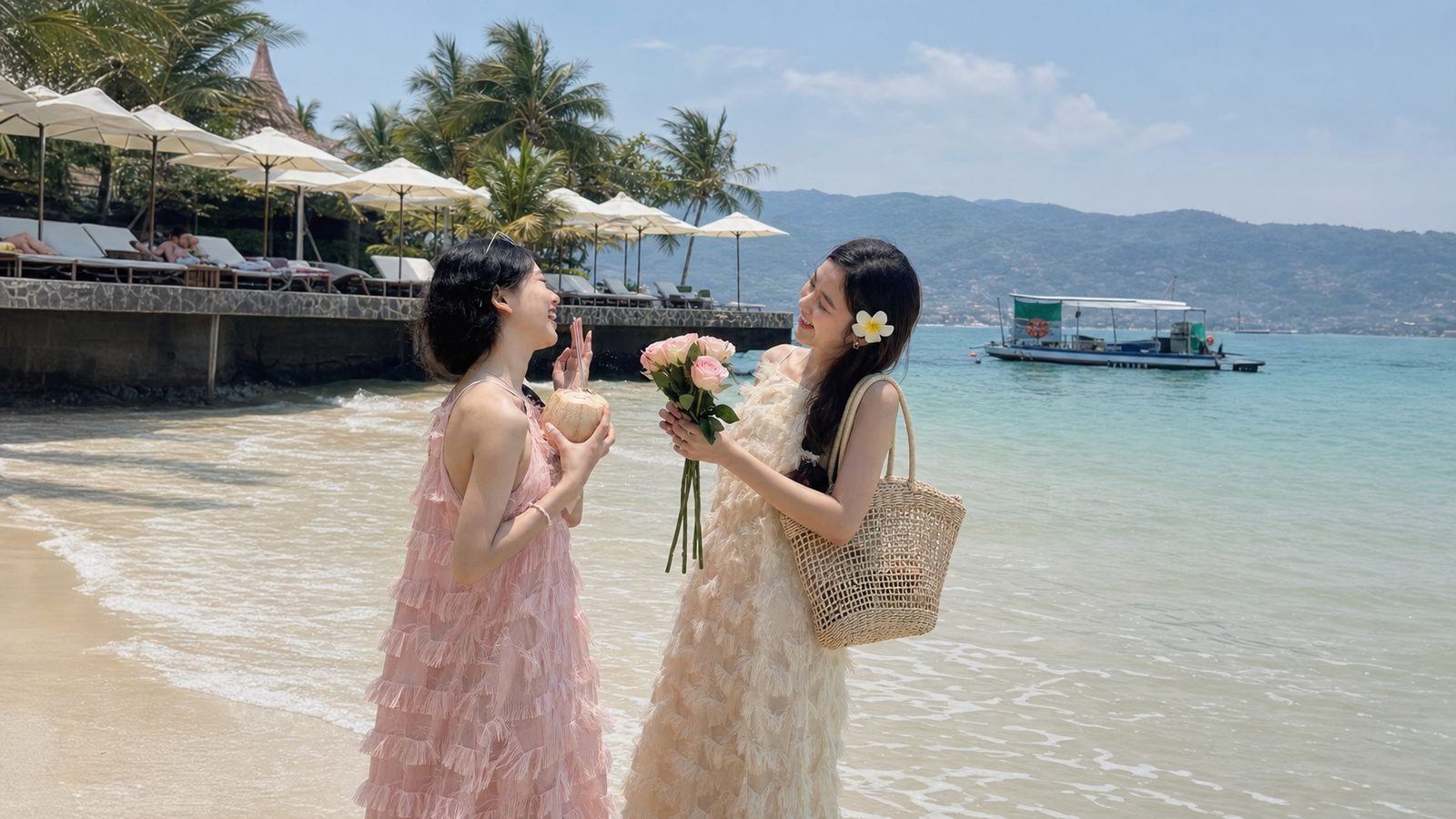 Hai bạn thân tương tác thật để ảnh tự nhiên hơn khi chụp đôi