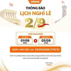 VINBAR THÔNG BÁO LỊCH NGHỈ LỄ 02/09