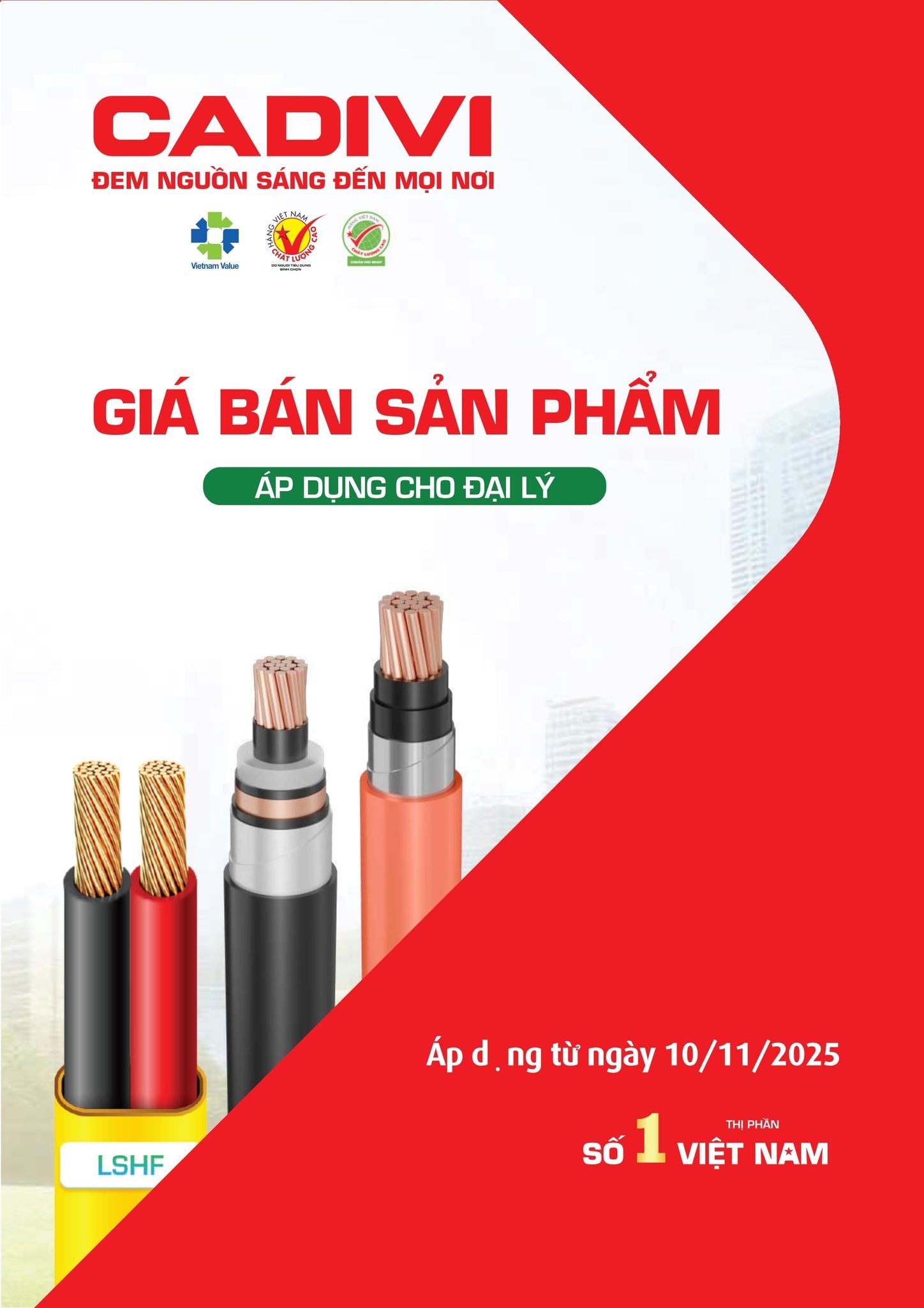 Bảng giá Cadivi mới nhất hôm nay trang Bia