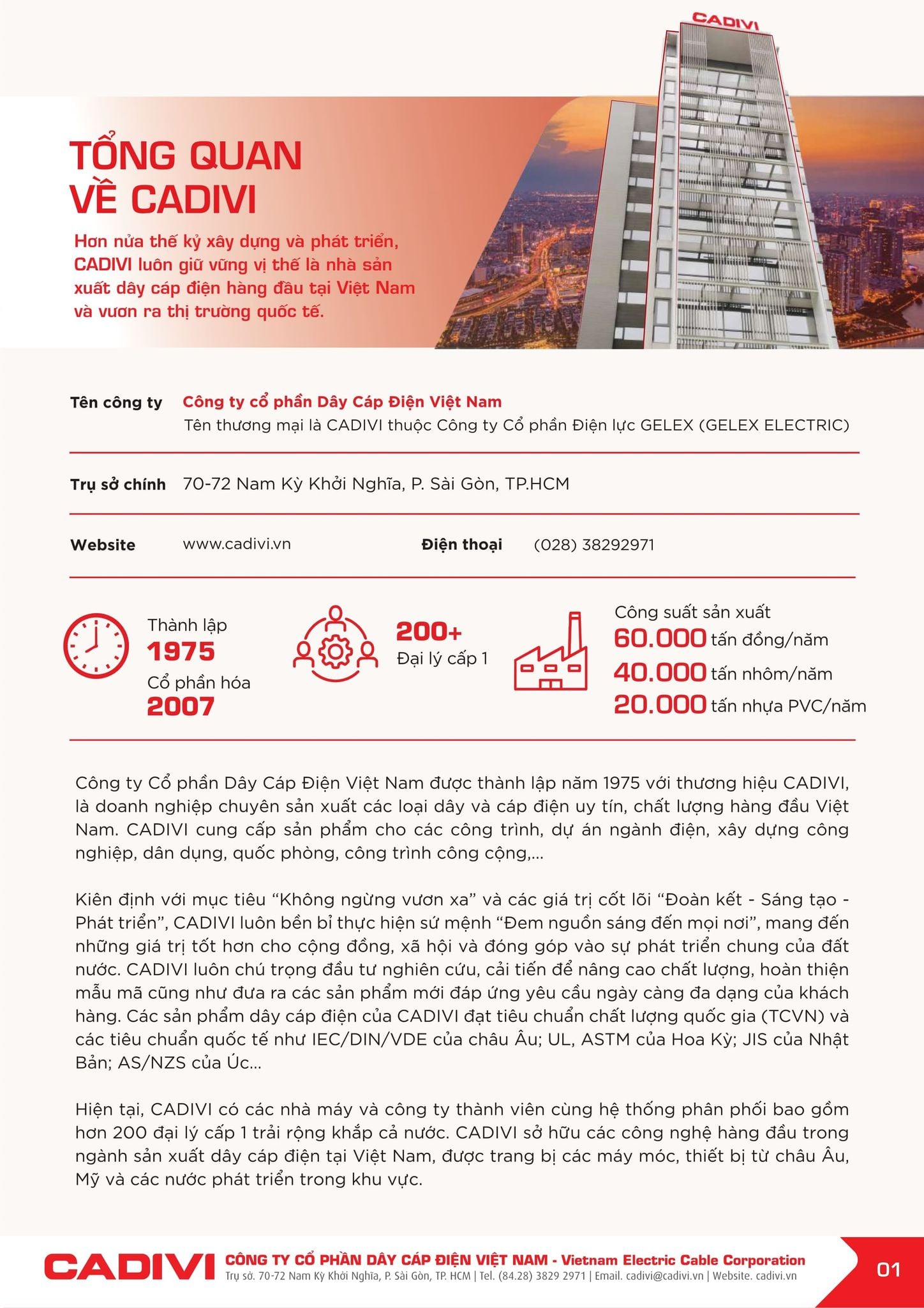 Bảng giá Cadivi mới nhất hôm nay trang 1