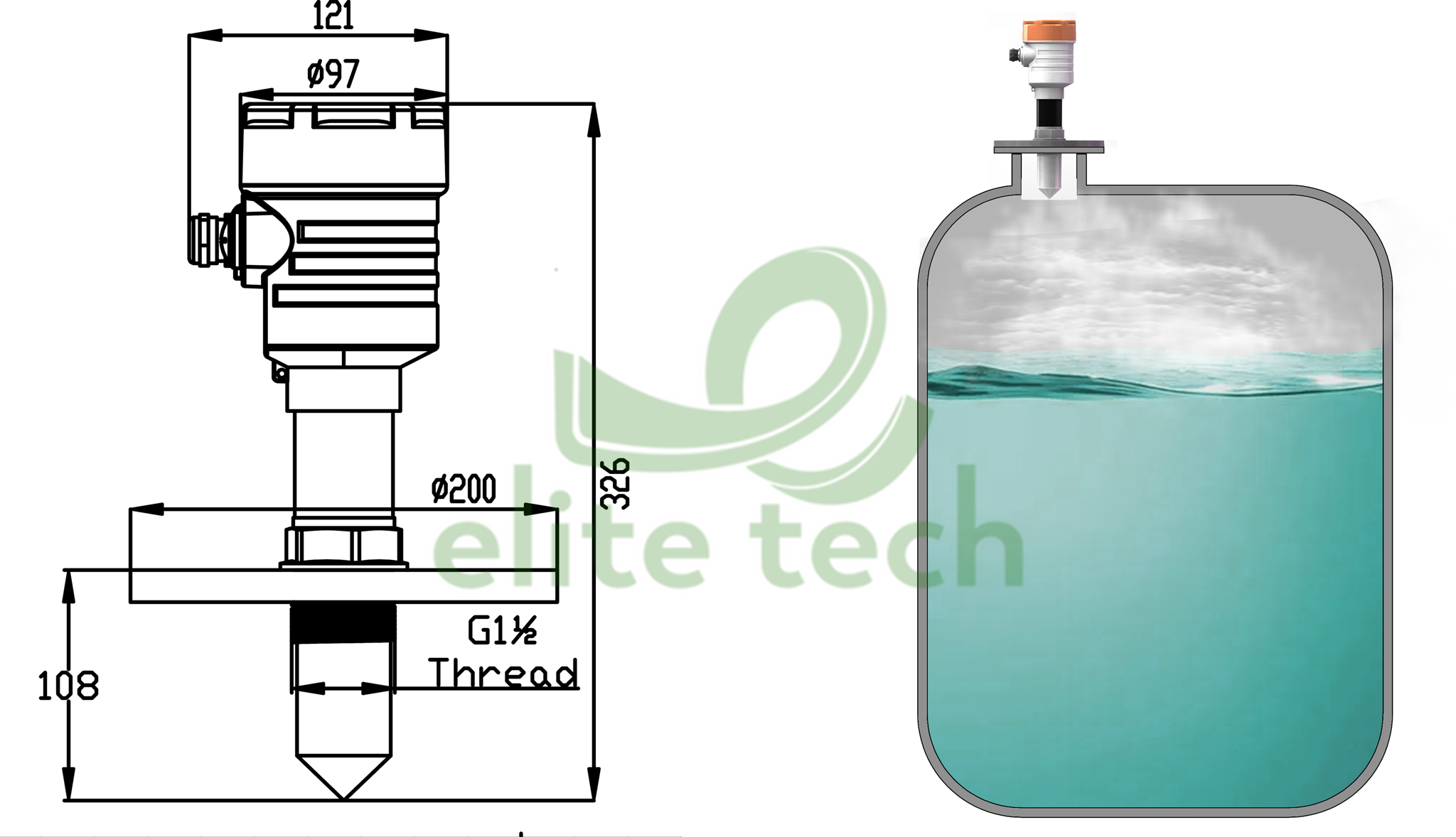 Cảm Biến Mức HCCK HCDAR-61 Corrosion Resistant Liquid Level Transmitter