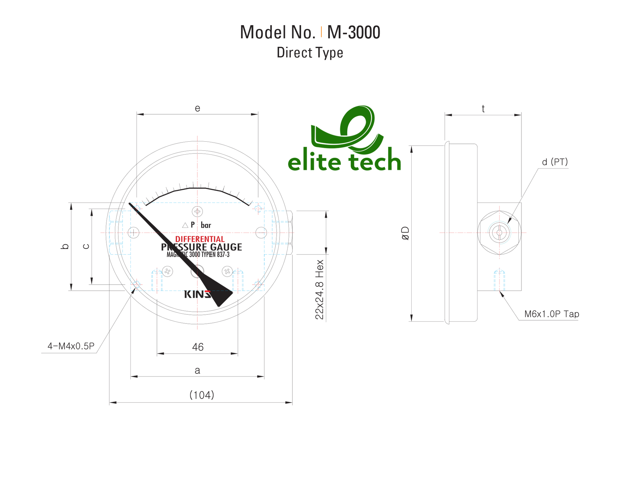 Đồng Hồ Áp Suất KINS Magnetic 3000 Differential Pressure Gauge