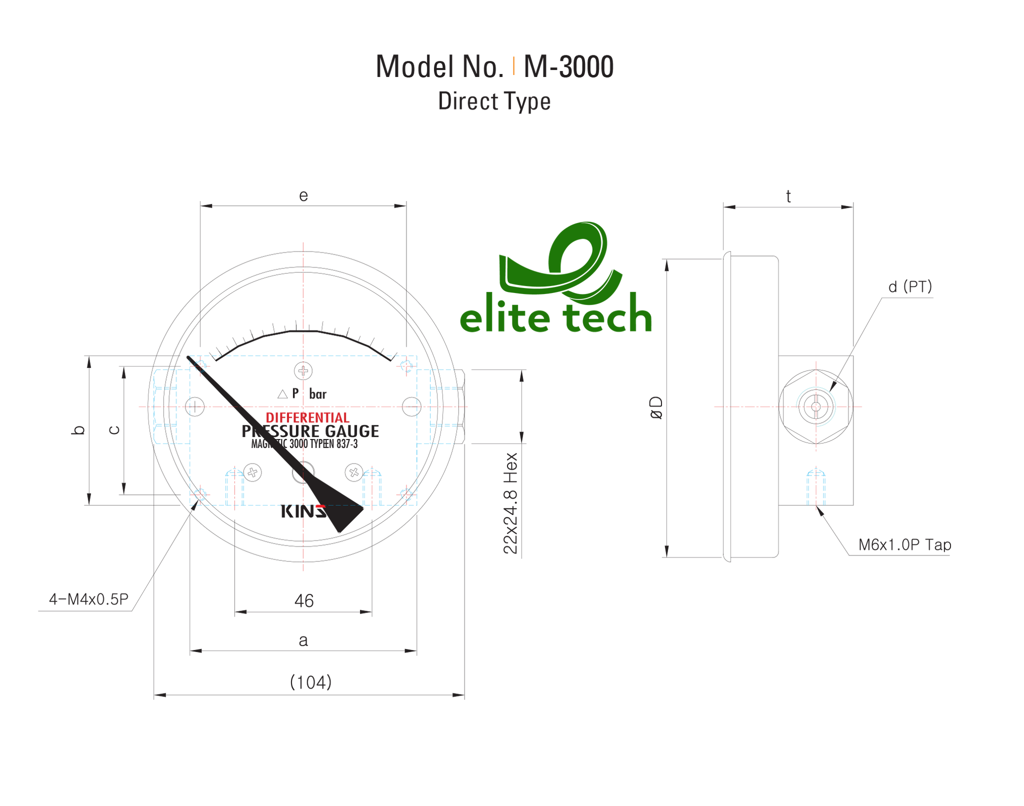 Đồng Hồ Áp Suất KINS Magnetic 3010 Differential Pressure Gauge With Electric Contact