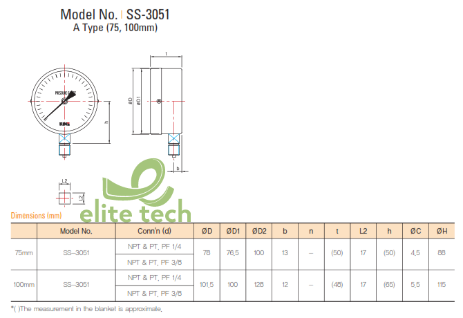 Đồng Hồ Áp Suất KINS SS-3050 General Low Pressure Gauge