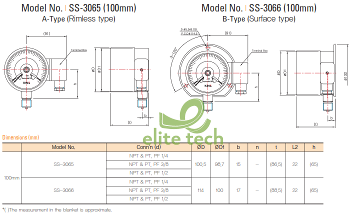 Đồng Hồ Áp Suất KINS SS-3065 SS-3066 Pressure Gauge With Electric Contact