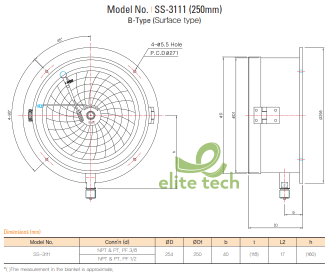 Đồng Hồ Áp Suất KINS SS-3111 Pressure Recorder Gauge