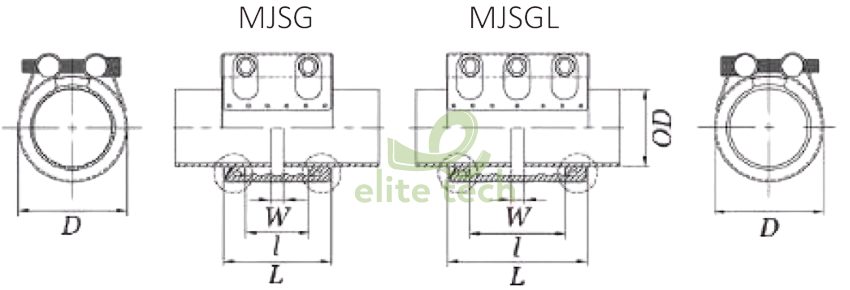 Khớp Nối Ống JEONG WOO MJSG MJSGL Slip-Grip Type Dimension