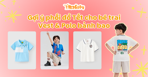 Gợi ý phối đồ Tết cho bé trai với Vest và Polo bảnh bao