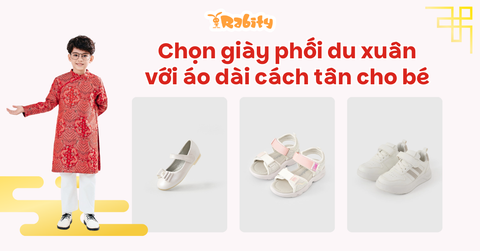 Cách chọn giày phối với áo dài cách tân cho bé du xuân