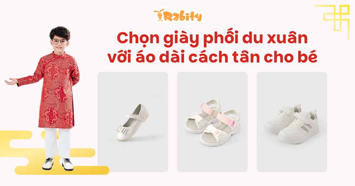 Cách chọn giày phối với áo dài cách tân cho bé du xuân