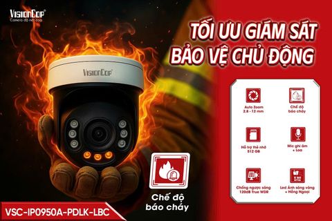 Camera Mini PTZ 5MP VSC-IP0950A-PDLK-LBC – An ninh nâng cao, phòng cháy kịp thời