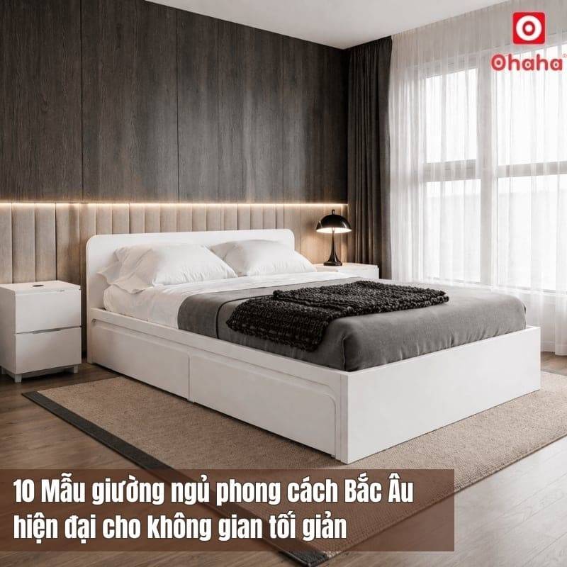 10 Mẫu giường ngủ phong cách Bắc Âu hiện đại