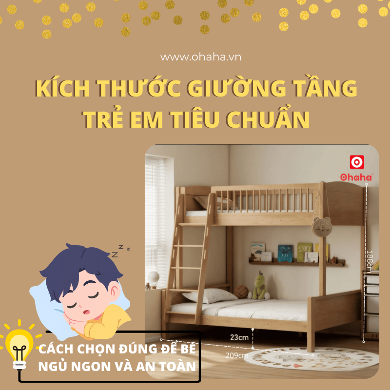 Kích thước giường tầng trẻ em tiêu chuẩn – Cách chọn đúng để bé ngủ ngon và an toàn