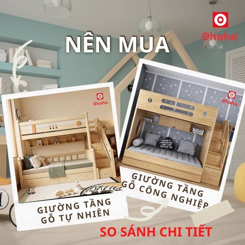 Nên mua giường tầng gỗ tự nhiên hay gỗ công nghiệp? So sánh chi tiết