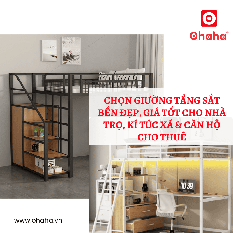 Giường tầng sắt bền đẹp, rẻ cho nhà trọ, kí túc xá & căn hộ cho thuê