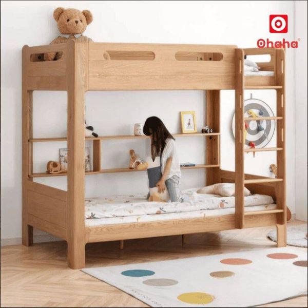 Giường tầng gỗ tự nhiên hai tầng chắc chắn