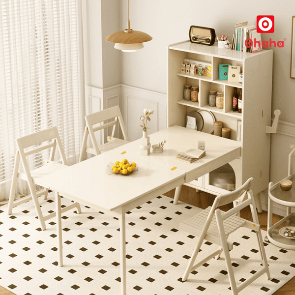 Bàn ăn xếp&nbsp;gọn kết hợp tủ bếp hình mặt cười&nbsp;hiện đại OHAHA - xu hướng 2026