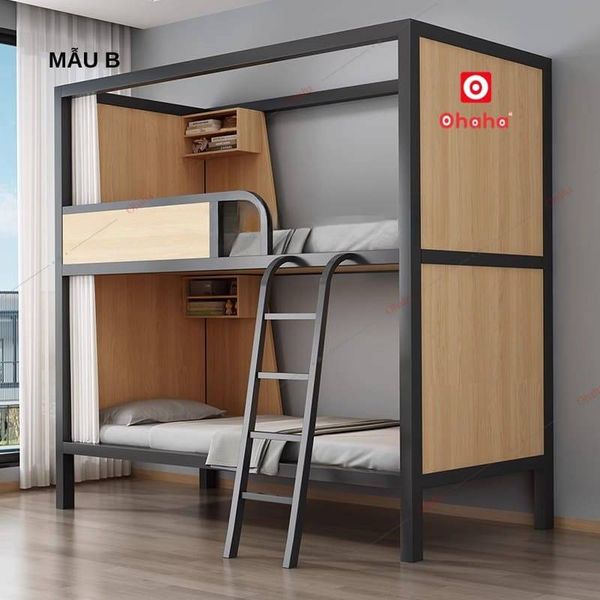 Bố trí giường tầng sắt cho phòng ngủ căn hộ mini, kí túc xá,...