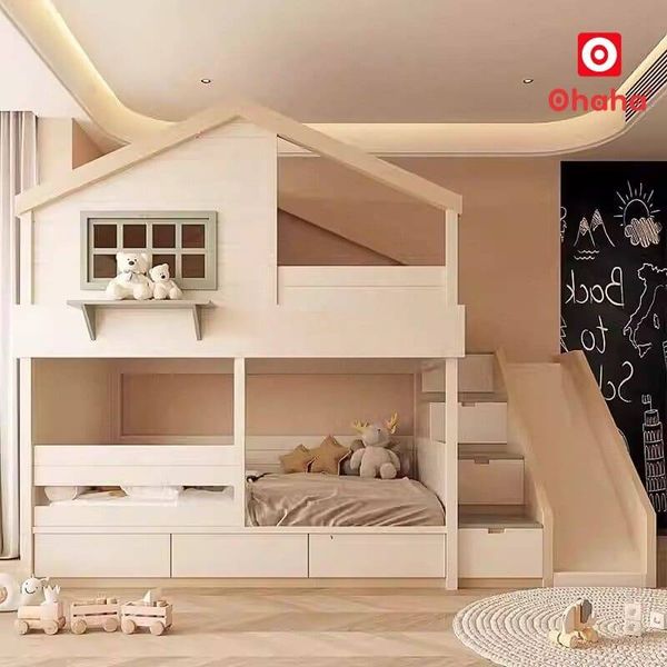 Giường tầng thông minh có cầu trượt cho bé