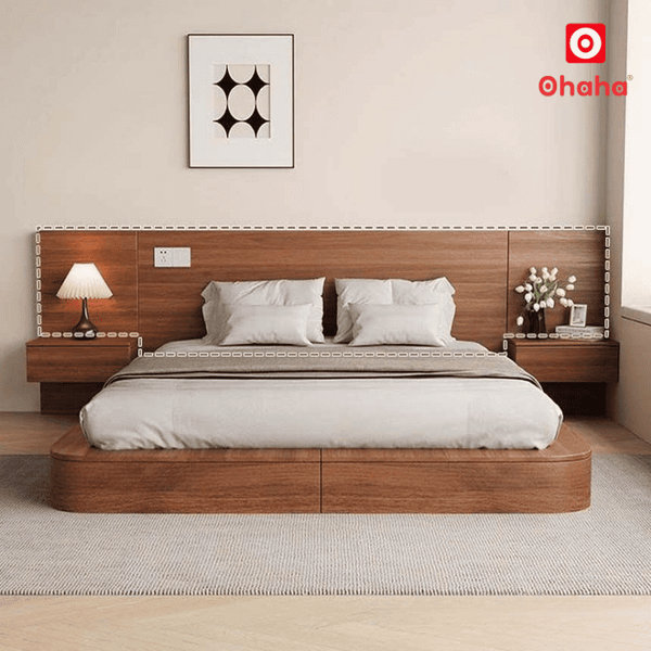 Giường ngủ bệt kiểu Nhật có tab đầu giường hiện đại OHAHA - GB018 thiết kế sang trọng và chất liệu cao cấp
