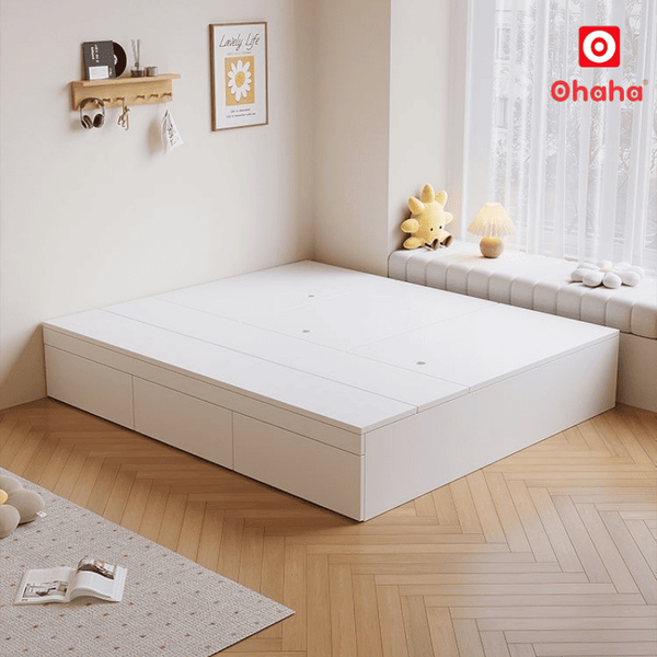 Giường ngủ gỗ công nghiệp cao cấp kiểu hộp OHAHA – GC076: Chất liệu gỗ công nghiệp cao cấp, bền bỉ, thân thiện với môi trường