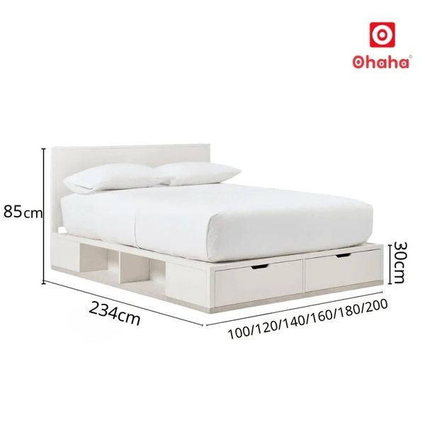 Giường ngủ gỗ công nghiệp hiện đại nhiều ngăn kéo chứa đồ