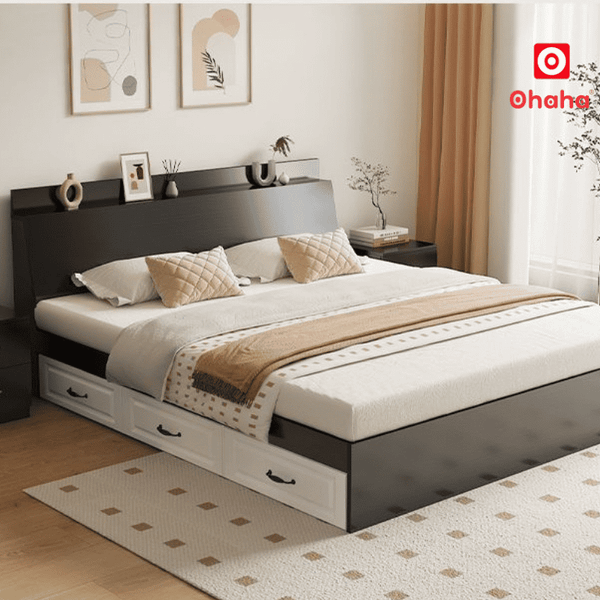 Giường ngủ gỗ công nghiệp hiện đại gam màu trung tính dễ phối nội thất