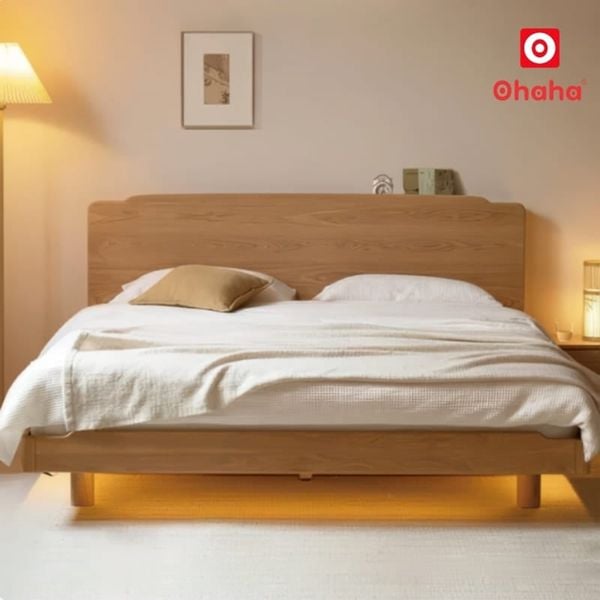 Giường ngủ gỗ tự nhiên cao cấp OHAHA - GGTN014&nbsp;mẫu mới nhất 2026