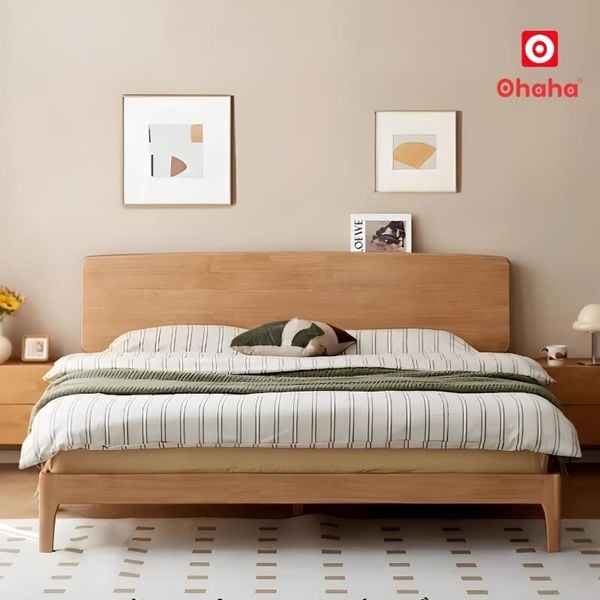 Giường ngủ gỗ tự nhiên cao cấp OHAHA - GGTN022&nbsp;mẫu mới nhất 2026