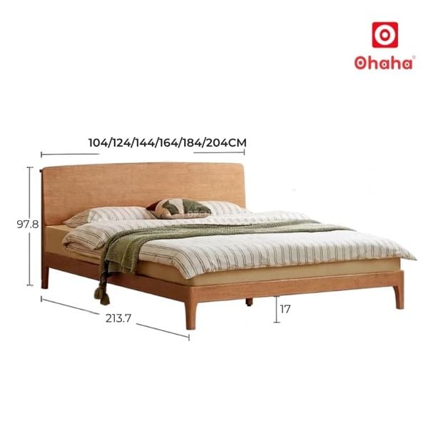 Giường ngủ gỗ tự nhiên cao cấp OHAHA - GGTN022