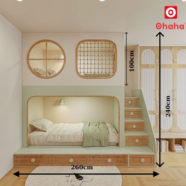 Giường tầng cao cấp hiện đại OHAHA - GTCC038&nbsp;- Kích thước đa dạng