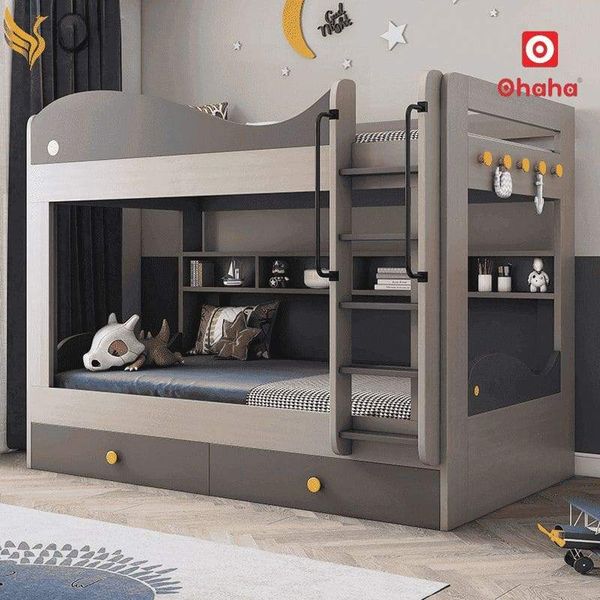 Mẫu giường tầng cho bé trai hình cá heo đáng yêu