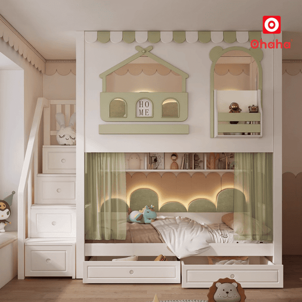 Giường tầng thông minh&nbsp;hiện đại OHAHA - GTTM069&nbsp;thiết kế an toàn cho bé