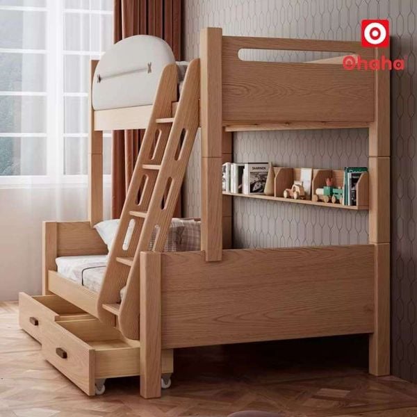 Giường tầng thông minh OHAHA - GTTM085 tích hợp ngăn kéo và kệ sách lưu trữ