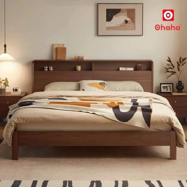 Giường ngủ gỗ tự nhiên bo cong an toàn, hợp phong thủy