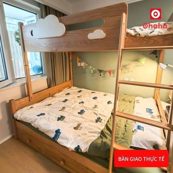 Giường tầng gỗ tự nhiên cao cấp OHAHA - GTTM063 đáng mua nhất 2026