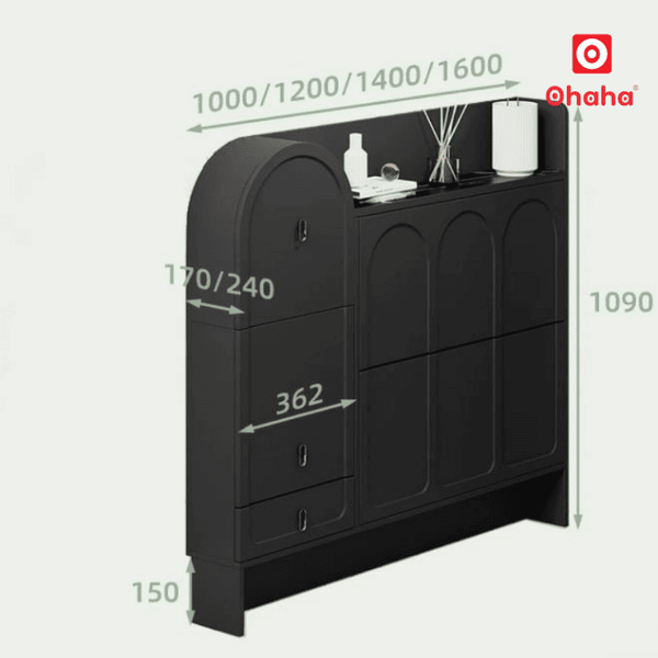 Kích thước tổng thể của tủ giày thông minh cao cấp cửa lật