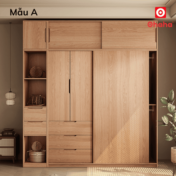 Tủ quần áo gỗ công nghiệp hiện đại Ohaha - HĐ031&nbsp;có nhiều ngăn kéo, khoang lưu trữ quần áo và các vật dụng cá nhân khác