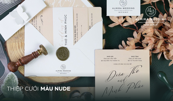 Thiệp cưới màu nude – Xu hướng thanh lịch hiện đại