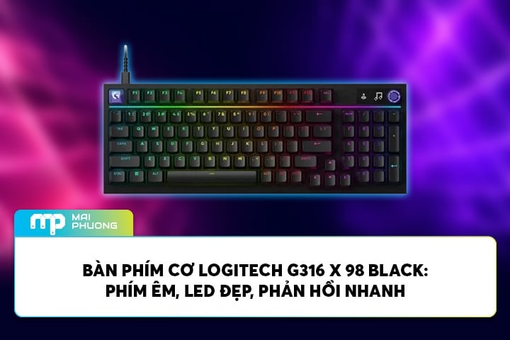 Bàn Phím Cơ Logitech G316 X 98 Black: Phím Êm, Led Đẹp, Phản Hồi Nhanh
