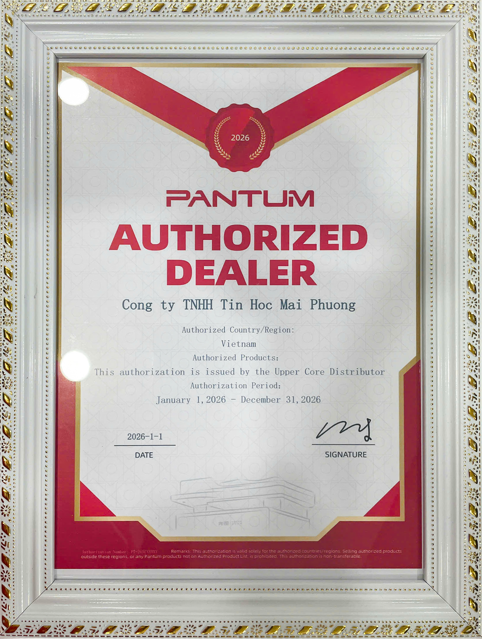 Mai Phương Computer Đạt Chứng Nhận Authorized Dealer Từ Pantum
