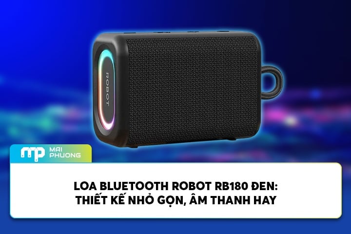 Loa Bluetooth ROBOT RB180 Đen: Thiết Kế Nhỏ Gọn, Âm Thanh Hay