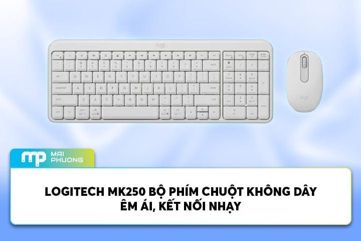 Logitech Mk250 Bộ Phím Chuột Không Dây Êm Ái, Kết Nối Nhạy