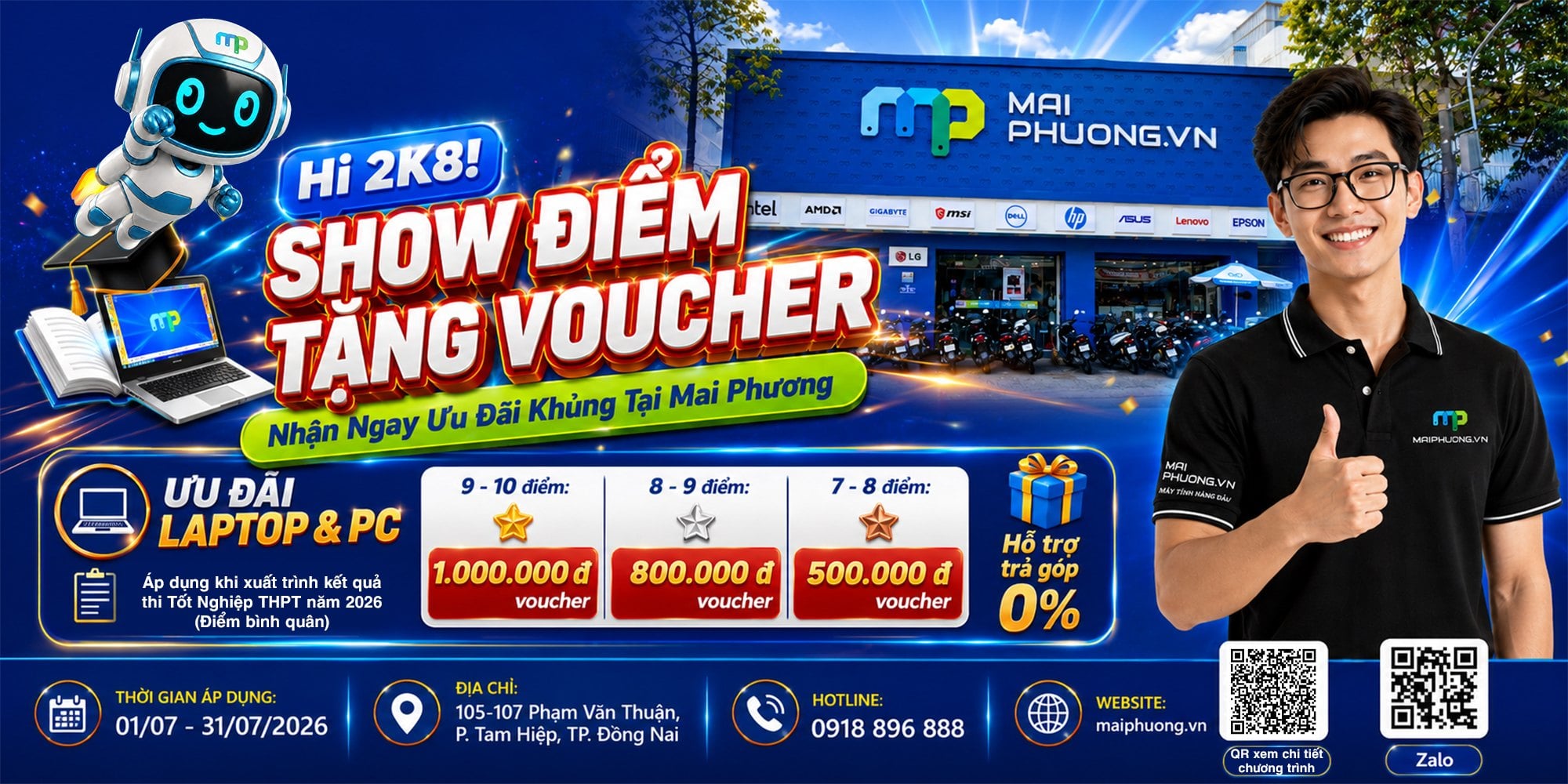 Show Điểm Tốt Nghiệp THPT 2026 Nhận Voucher 1 Triệu Cho Laptop, PC