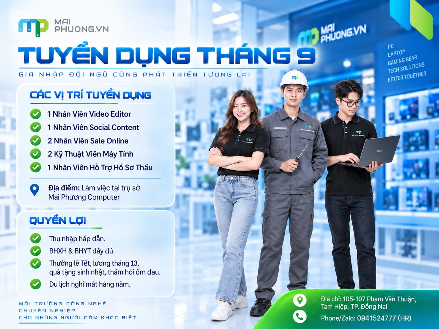 Công Ty TNHH Tin Học Mai Phương Tuyển Dụng Tháng 9/2026