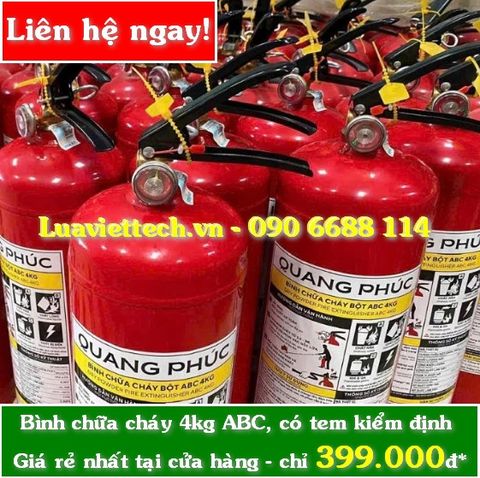 Bình chữa cháy Quang Phúc bột ABC 4kg QP/ABC/4KG giá rẻ nhất tại cửa hàng 2026, có tem kiểm định