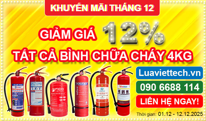 CHƯƠNG TRÌNH KHUYẾN MÃI THÁNG 12: GIẢM GIÁ 12% TẤT CẢ BÌNH CHỮA CHÁY 4KG