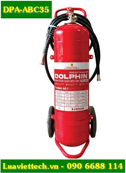 Bình chữa cháy bột ABC dạng xe đẩy Dolphin DPA-ABC35 có tem kiểm định giá rẻ giá sỉ