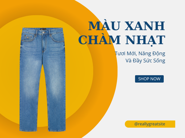 Quần jean nam màu xanh chàm nhạt